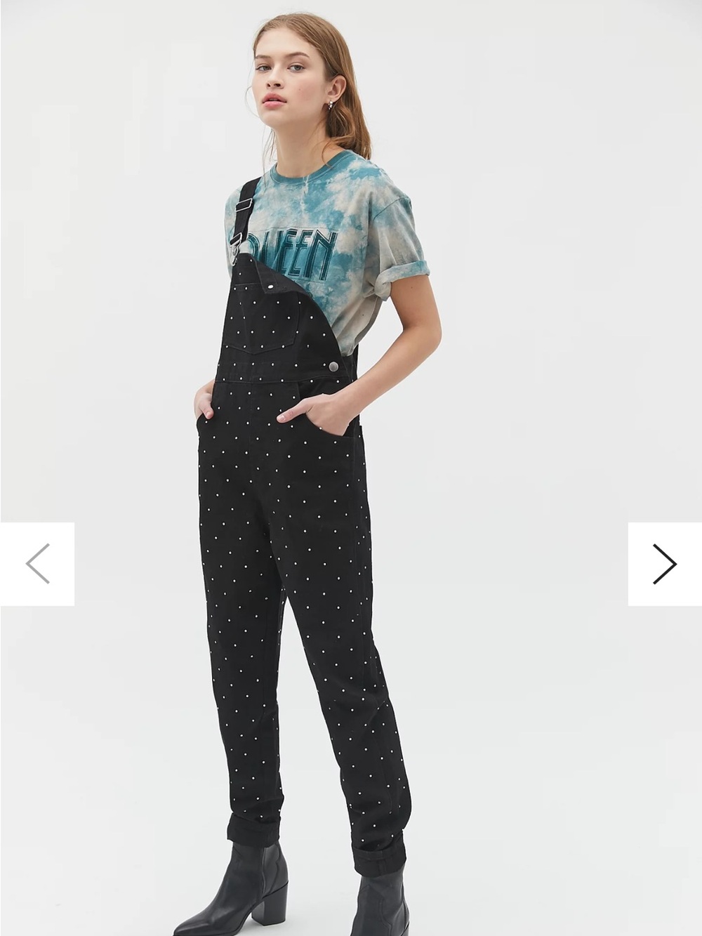We Wore What Black Overalls Rhinestone Studed Xs